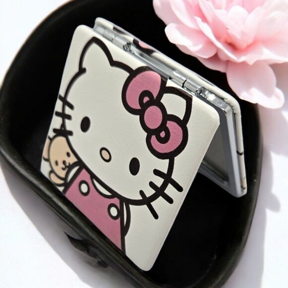 Hello Kitty Other - Hello Kitty Compact Mirror Sanrio Portable Folded Faux Leather Decorative Purse